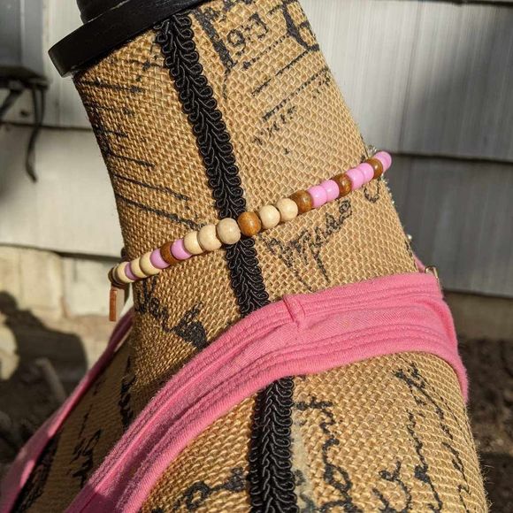 Vintage Boombox Wood & Craft Bead Choker w/ Cassette Player Pendant & Adjustable - Picture 3 of 6